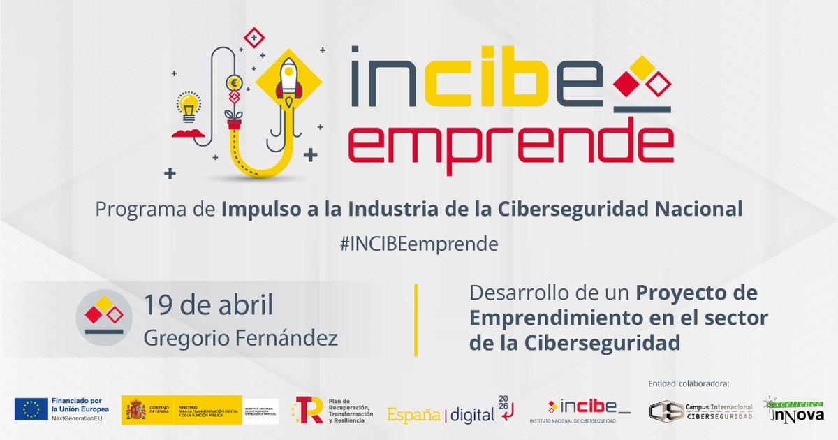 El próximo viernes, tendrá lugar el taller 'Desarrollo de un proyecto de emprendimiento en el sector de la Ciberseguridad' en el Instituto @gregorioferva de Valladolid. Este taller forma parte del Proyecto de Impulso a la Industria de la Ciberseguridad Nacional de @IncibeEmprende