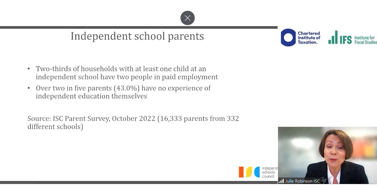 @TheIFS @StuartAdam_IFS @lukesibieta @Samfr @JulieR_isc .@JulieR_isc suggests effects could be strongest in less wealthy areas - eg Wales, north of England. Heads are already reporting lower numbers of registrations, she says. #ciotifsdebates