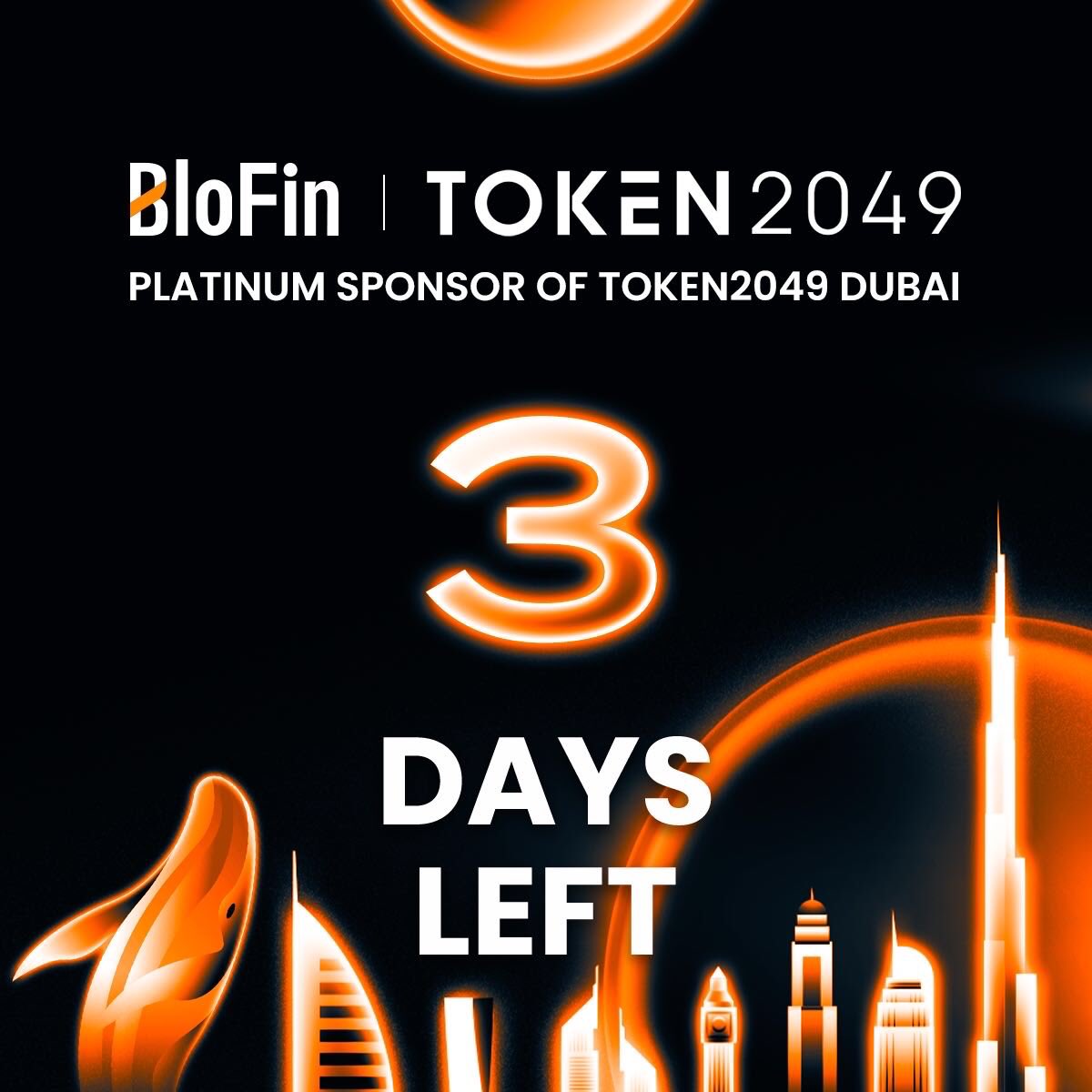 ⏳Just 3 days left until the epic bash at @token2049's WhalesNight AfterParty by @BloFin_official ! 🐋 Get ready to soar high with industry giants, influencers, and VIPs. 🔗More details: lu.ma/BloFinWhalesNi… 🌊Let's make waves together! #BloFin #token2049dubai #Bitcoin