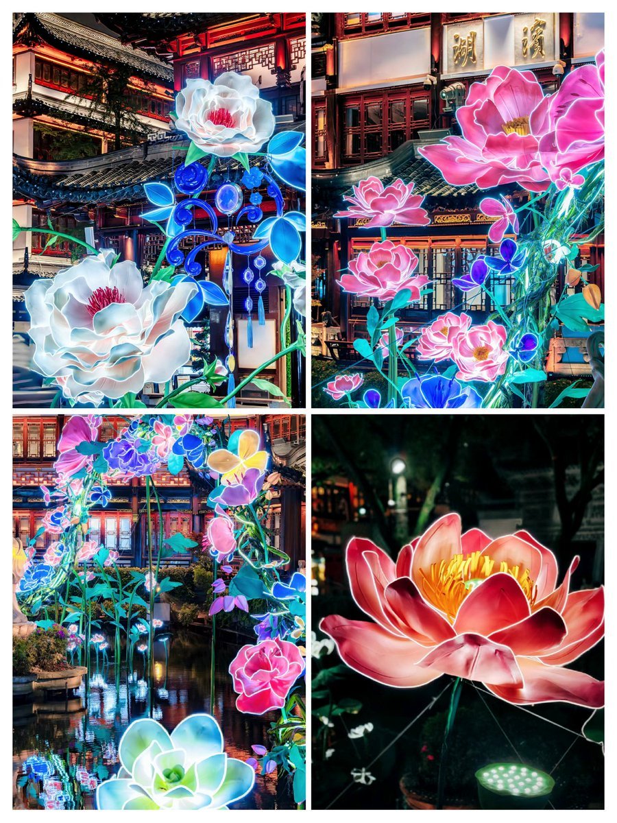 The Flower Festival at Yu Garden in Shanghai. These flowers are all made of paper! 🌺🌼🌸
