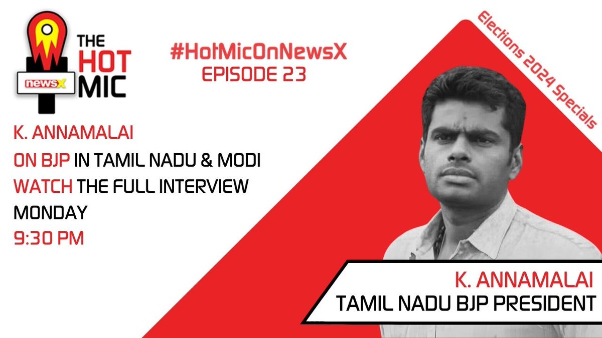 #HotMicOnNewsX | In the 23rd episode of The Hot Mic, K Annamalai, Tamil Nadu BJP President speaks on PM Modi's Tamil Pride, his journey in politics and more. @annamalai_k @BJP4TamilNadu @msharma179 Catch the interview at 9:30 pm on #NewsX youtube.com/live/Kmz1WoW0a……