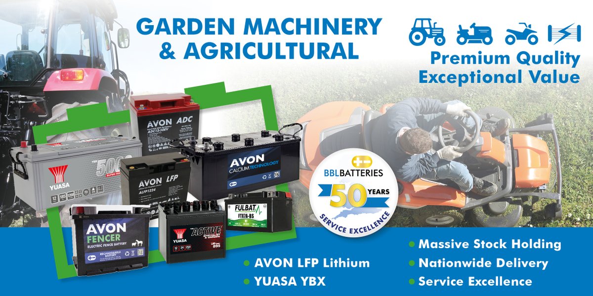 bblbatteries's tweet image. Trusted by O.E. manufacturers, trade, and retail customers in the Agricultural &amp;amp; Garden Machinery Sectors. We solve all customer problems, big or small. Contact us to learn more. #BBLBatteries #ServiceExcellence #BatteryExperts #Garden #Mowers #Farming #Farmers #Bristol