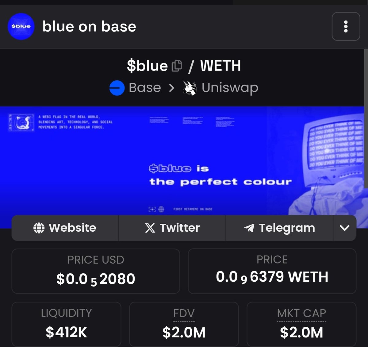100% on $Blue for Some and 60% for some. The playbook is simple, • Find alphas with active communities • Check Volume • Check how well dips are eaten up • APE with size and watch your bags ripe to Valhala