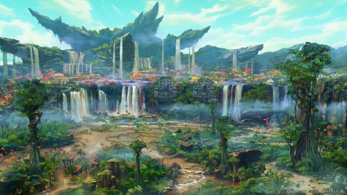 FF_XIV_EN's tweet image. Feast your eyes on the majestic landscape of Kozama'uka, a new area available in #Dawntrail!