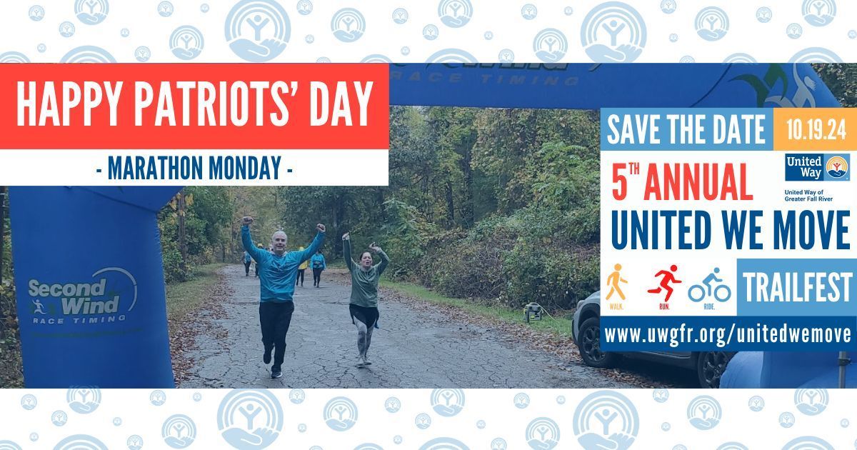 #HappyPatriotsDay & #MarathonMonday! Not ready to tackle Boston’s 26.2? Celebrate in spirit w/ today’s marathoners by kickstarting #healthyhabits so you’ll be #raceready when #UnitedWeMove comes back in Oct! Learn More: buff.ly/3ml33Cs
#LiveUnited #fallriver #uwgfr