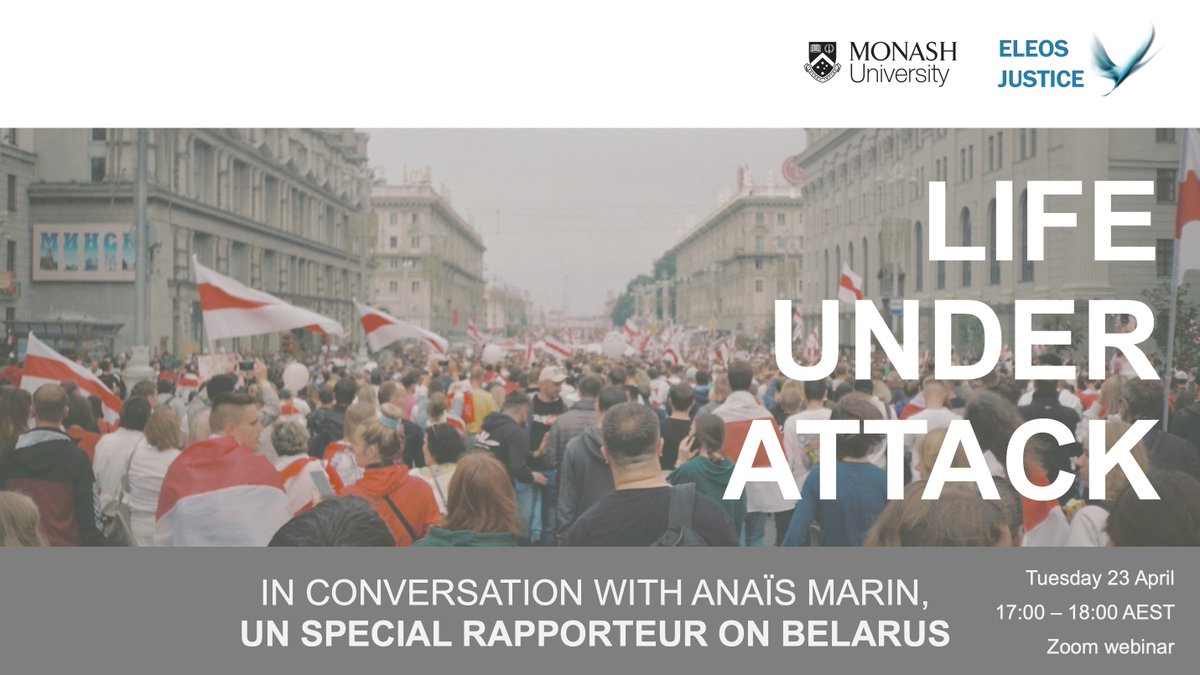 #Belarus is the last country in Europe to use the #DeathPenalty. Join us NEXT WEEK for a discussion of State-sanctioned killing & the right to life with Anaïs Marin, the @UN_SPExperts Special Rapporteur on Belarus. Register now: eventbrite.com.au/e/life-under-a…