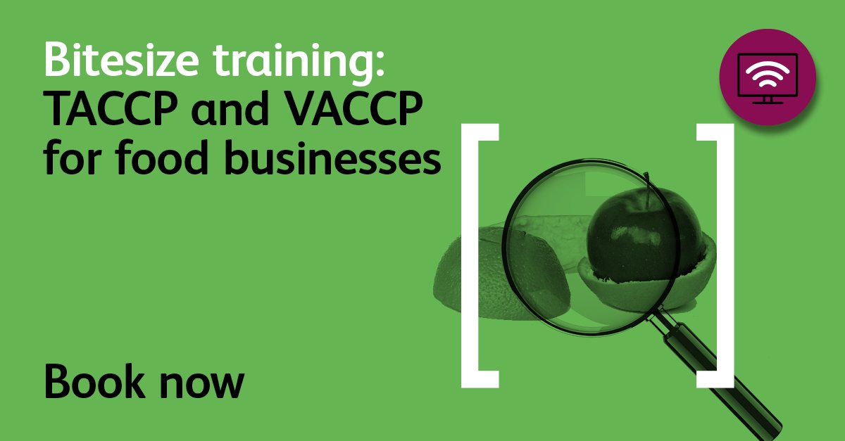 Get to grips with the process for undertaking a TACCP and VACCP study. Join our new online Bitesize training event – 8 May, 10.00-12.30.

Book your place:
cieh.org/events/2024/ma…

#FoodFraud #FoodSafety #TACCP #VACCP #CIEHEvents