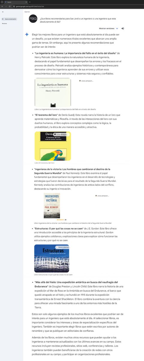 📚🌹¡Celebra Sant Jordi regalando conocimiento a los ingenieros o ingenieras que amas! Hemos consultado a Gemini, y aquí te presentamos sus 5 recomendaciones.

¿Has tenido la oportunidad de leer alguno de estos libros? ¿Tienes algún otro título que recomendarías?

#SantJordi2024