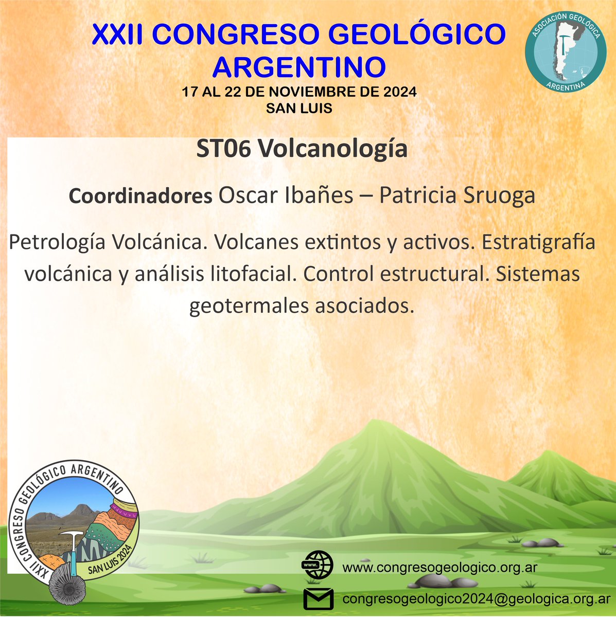 ESTIMADOS COLEGAS:  PRESENTACIÓN DE RESÚMENES  congresogeologico.org.ar/programa.htmlYa está abierta la recepción de trabajos. Ver detalles de resúmenes a presentar en congresogeologico.org.ar/resumenes.html……… fecha límite para la recepción de trabajos  NUEVO PLAZO: 02 DE JUNIO (por única vez)