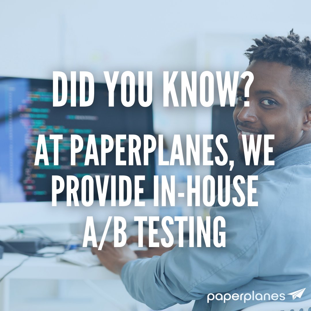Fly_Paperplanes's tweet photo. 🔍💡 Elevate your marketing game with our in-house A/B testing capabilities! 📊✨

At Paperplanes, we don't just guess what works – we test, refine, and optimize your campaigns for maximum impact. 🚀💥 

#ABTesting #Optimisation #Paperplanes 📈🔬 https://t.co/oNQ0iNgPDA