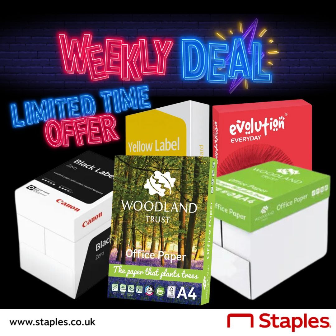 📢 Limited time offer on this office essential! Stock up now for crisp, professional prints and unbeatable prices! 🛒 buff.ly/481T63q - #StaplesUK #WeeklyDeals #Paper #OfficePaper #OfficeSupplies