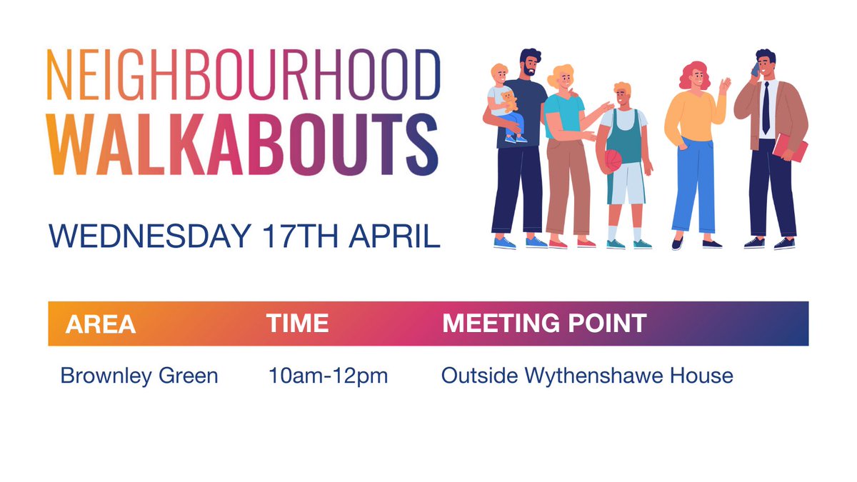 Live in Brownley Green? Tell us what you think! 💬 Join our estate walkabout with your neighbourhood officer and tell us what you like, don't like and want to improve! We hope to see you on the 17 April! 👇 #Wythenshawe