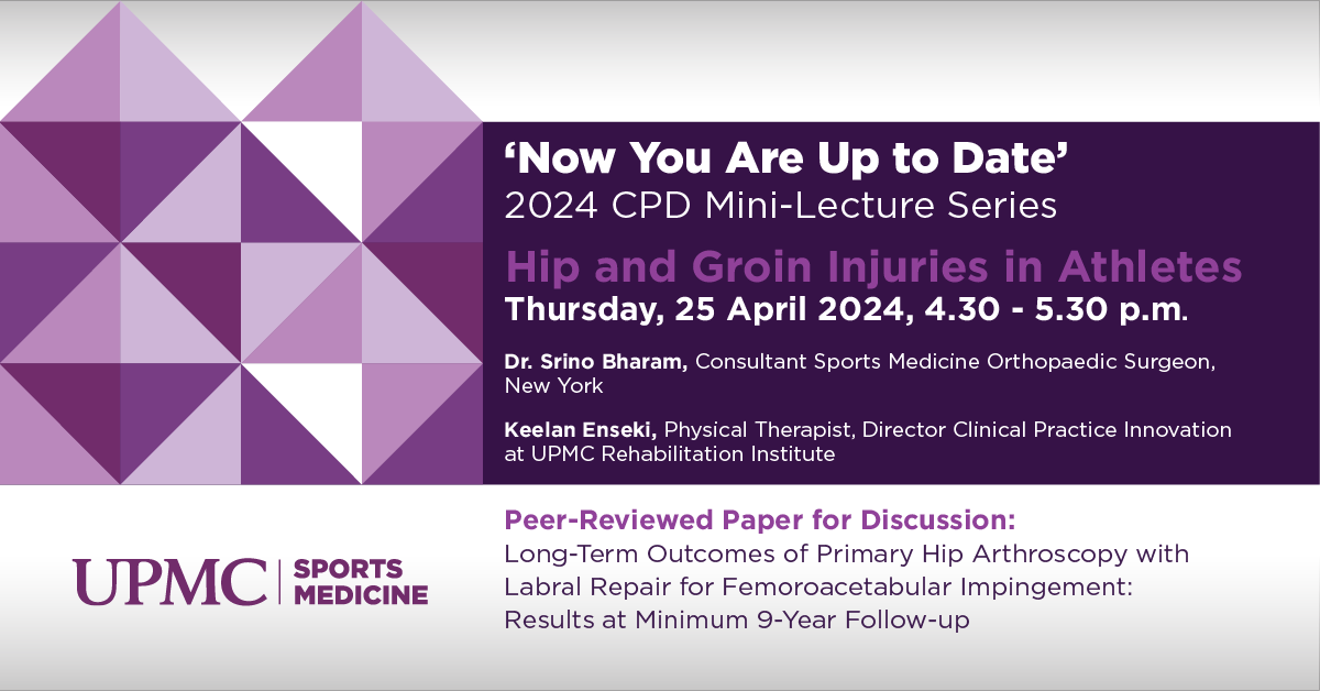 In our April CPD Mini-Lecture series we tackle Hip and Groin Injuries in Athletes with Dr. Srino Bharam, Consultant Sports Medicine Orthopaedic Surgeon, New York, and Keelan Enseki, Director of Clinical Practice Innovation at UPMC Rehabilitation Institute. bit.ly/4az5ytv