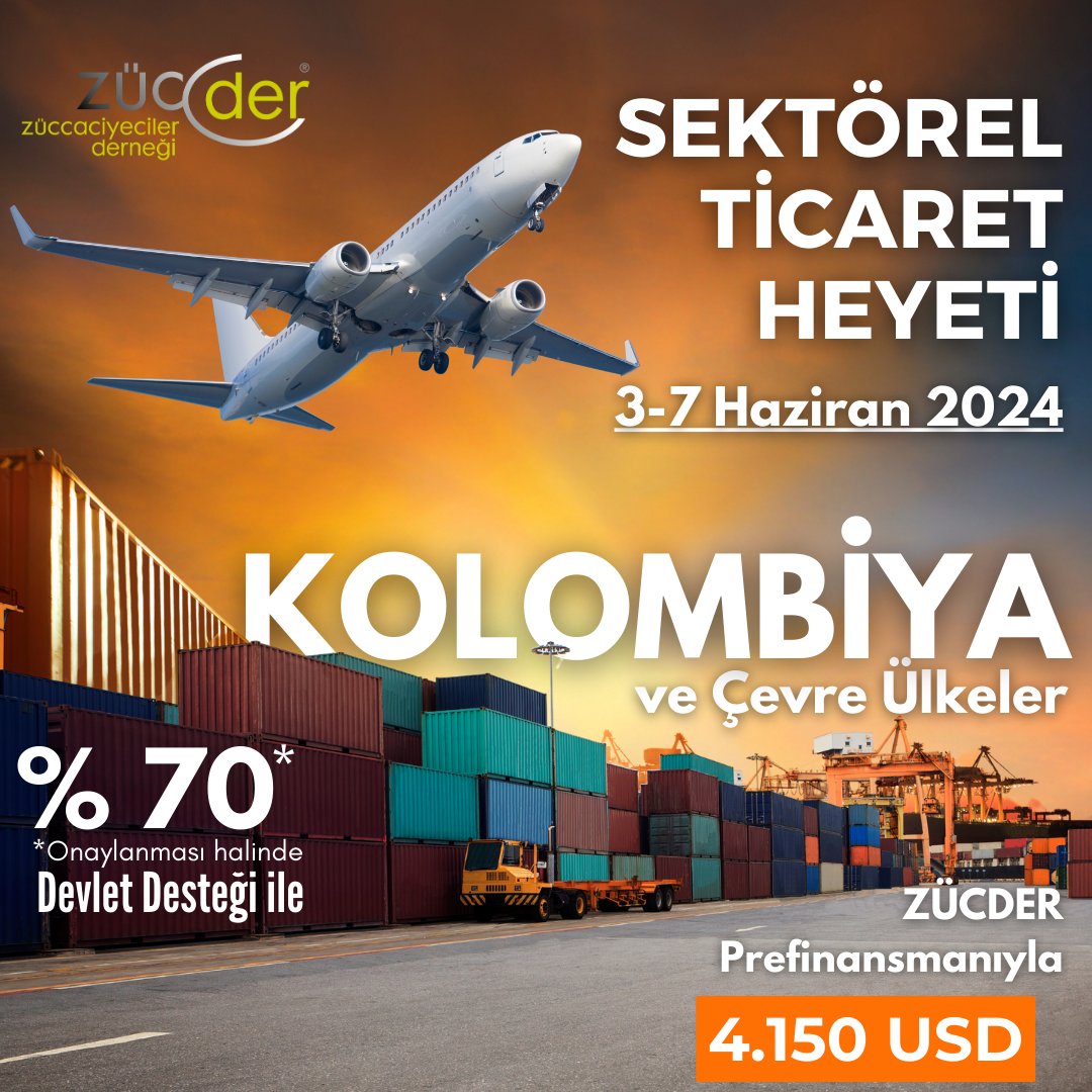 ZZucder's tweet photo. 🌍Kolombiya ve Çevre Ülkeler Sektörel Ticaret Heyeti'ne Katılın! 🌍

📅 Tarih: 3-7 Haziran
📍 Yer: Kolombiya - Bogota https://t.co/VCuSJDTotu
