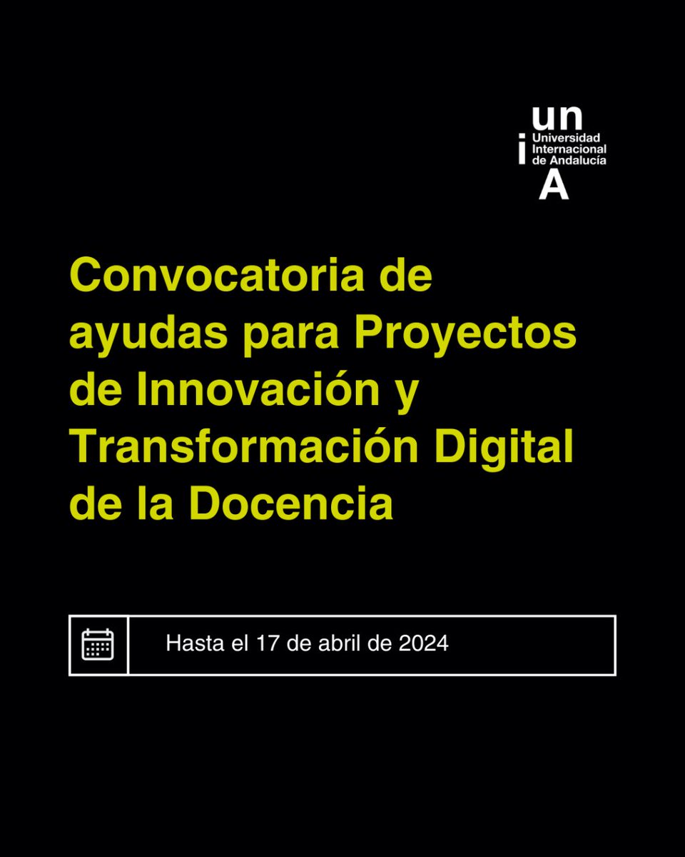 UNIAuniversidad's tweet photo. 🗓️ ¡Participa hasta el 17/04 en la convocatoria de ayudas para #ProyectosdeInnovación y #TransformaciónDigital de la Docencia! 🚀

💡 Si buscas explorar nuevas metodologías y tecnologías educativas alineadas con el #ModeloeliA, ¡esta es tu oportunidad!

ℹ️ https://t.co/hmQmxBwWn8 https://t.co/TI9Ypewc6O