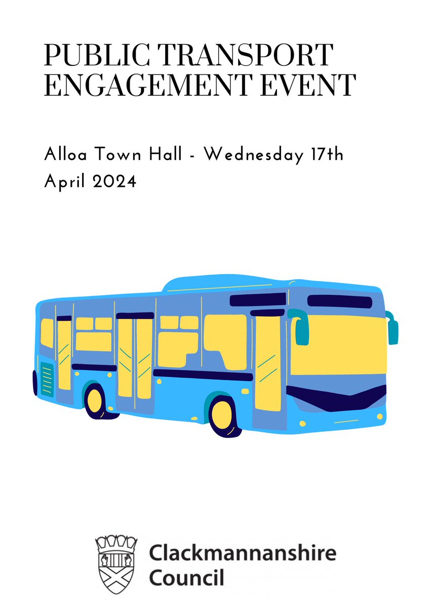 🚌 Join us for a Transport Engagement Event! 📅 17th April at Alloa Town Hall, Clackmannanshire. Help shape the future of our bus services with your feedback. Hosted by the Council & Mott MacDonald. #PublicTransport #AlloaEvent- clacks.gov.uk/community/even…