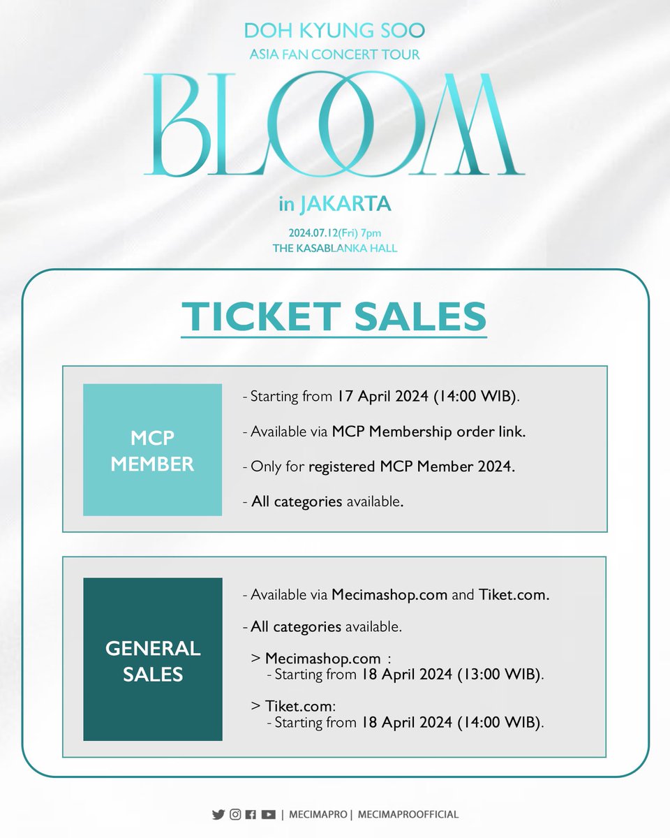 #FANCONCERT_BLOOM_inJKT - Ticket Sales Information. EXO-L Indonesia, please take note of the ticket sales details and schedule! Thank you. - 🔗: bit.ly/fanconbloominj…