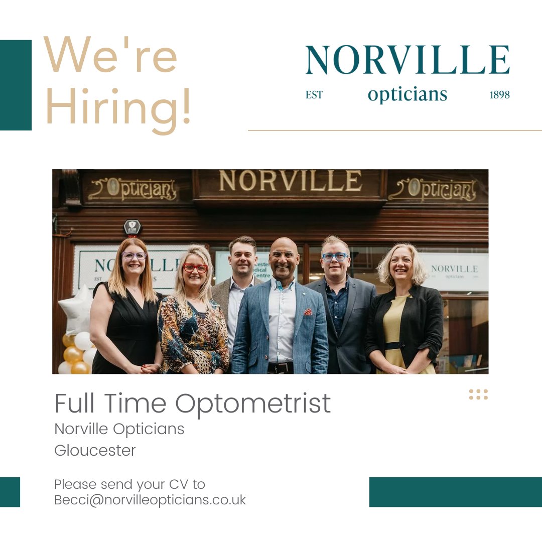 Job opportunity at Norville Opticians, Gloucester 👁️ Full-time #Optometrist 👓 Email your CV to Becci@norvilleopticians.co.uk Indeed - uk.indeed.com/cmp/Hakim-Grou… #jobvacancy #gloucester #supportlocal #lovelocal