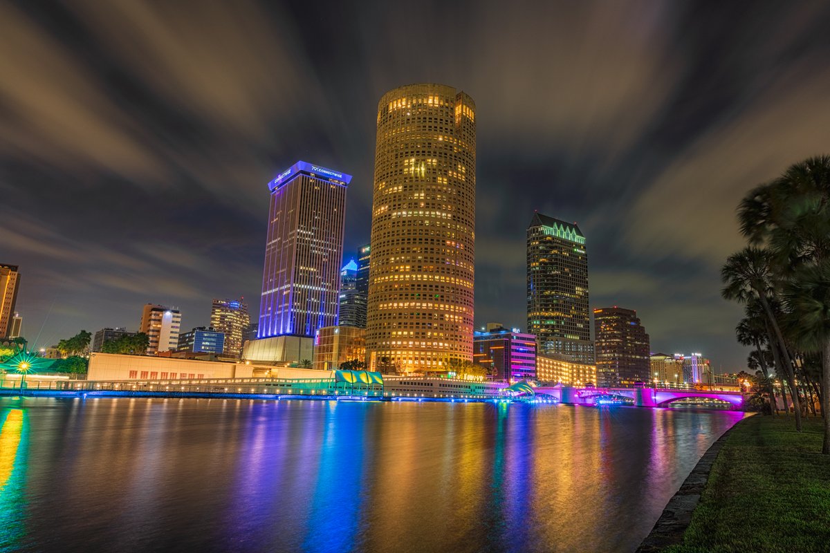 Tampa Lights with Flowing Clouds #tampa