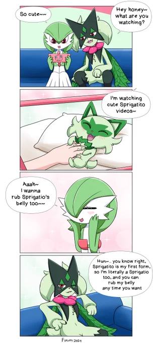 My ♂️ Meowscarada wants belly rub . #ポケモン #ポケモン絵描きさんと繋がりたい #マスカーニャ #サーナイト 