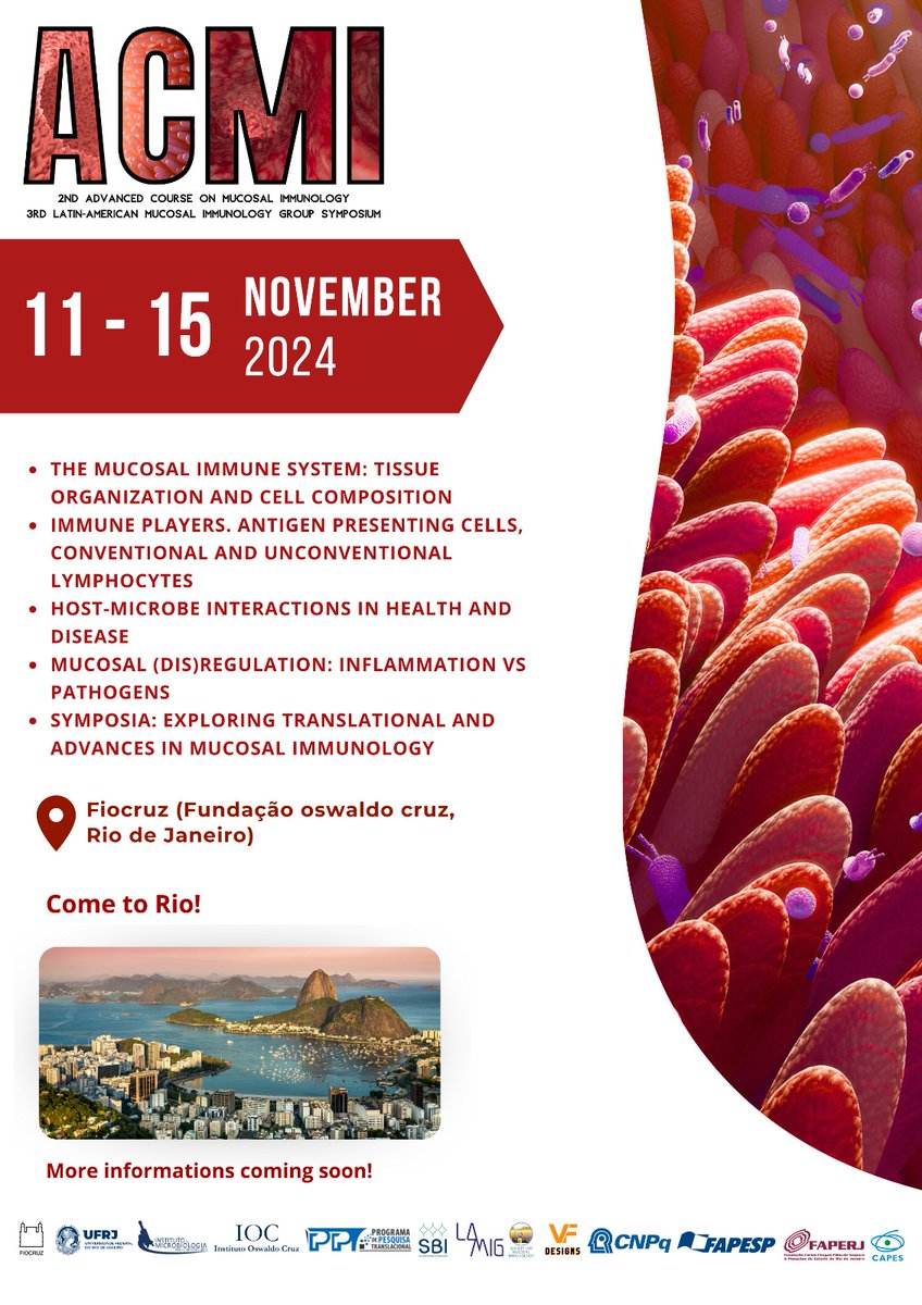 Hello everybody! LAMIG is proud to launch the 2nd edition of the Advanced Course on Mucosal Immunology together with the 3rd Latin American Mucosal Immunology Group Symposia!