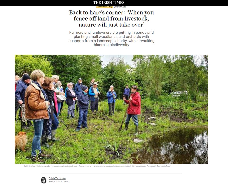 Delighted with the The Hare's Corner feature in The Irish Times at the weekend by @sthompsonIT irishtimes.com/environment/20… Our project webiste for info - burrenbeo.com/thc