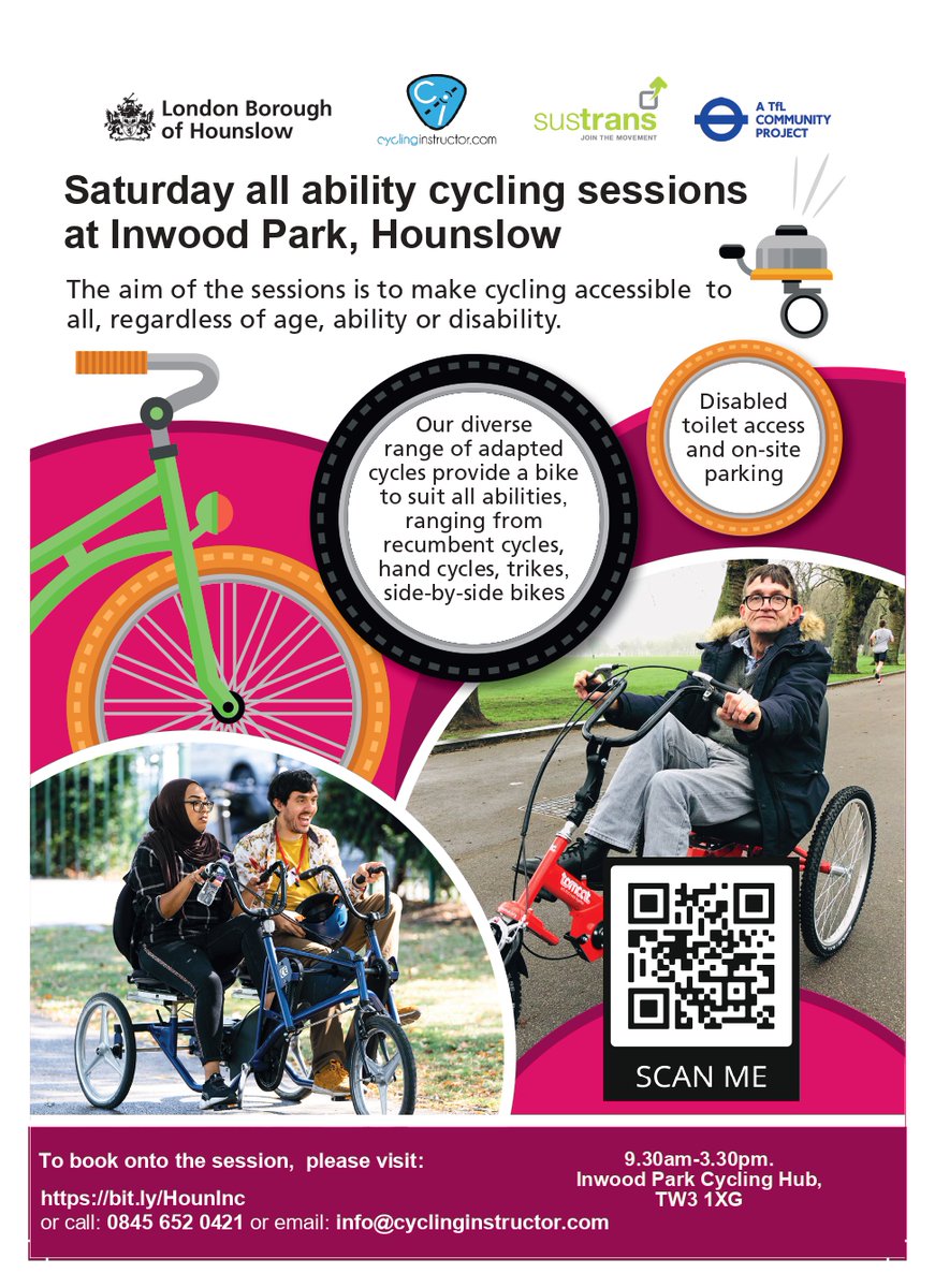 Hounslow Council offers FREE All-ability sessions that is open to residents with learning and physical disabilities, children and adults included. Book here - bit.ly/HounInc More information please visit hounslow.gov.uk/info/20053/tra…