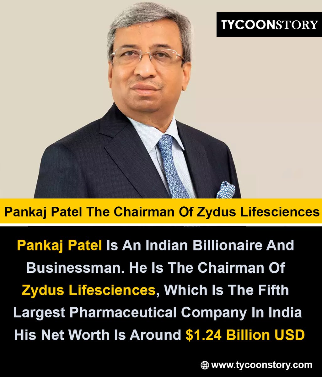 Pankaj Patel The Chairman Of Zydus Lifesciences
#PankajPatel #ZydusChairman #PharmaLeader #HealthcareInnovator #BiotechIndustry #HealthcareVisionary #MedicalResearch #DrugDiscovery #HealthcareLeadership #BiopharmaExecutive @ZydusUniverse 
tycoonstory.com