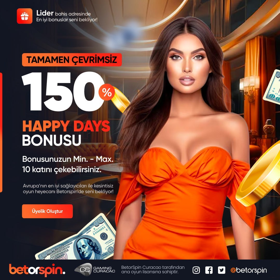 #Betorspin BETORSPİN'DE MUTLULUK GÜNÜ BAŞLADI Tamamen Çevrimsiz Happy Days Bonusu İle Gülümse 🙂 Her Ayın 5-15-25 Günlerinde Geçerli Olan %150 Happy Days Bonusunuz Betorspin'De ! Detaylı Bilgi ve Giriş İçin : cutt.ly/kwtoG9B9 #BetorSpin #BetorSpinGiriş #rulet