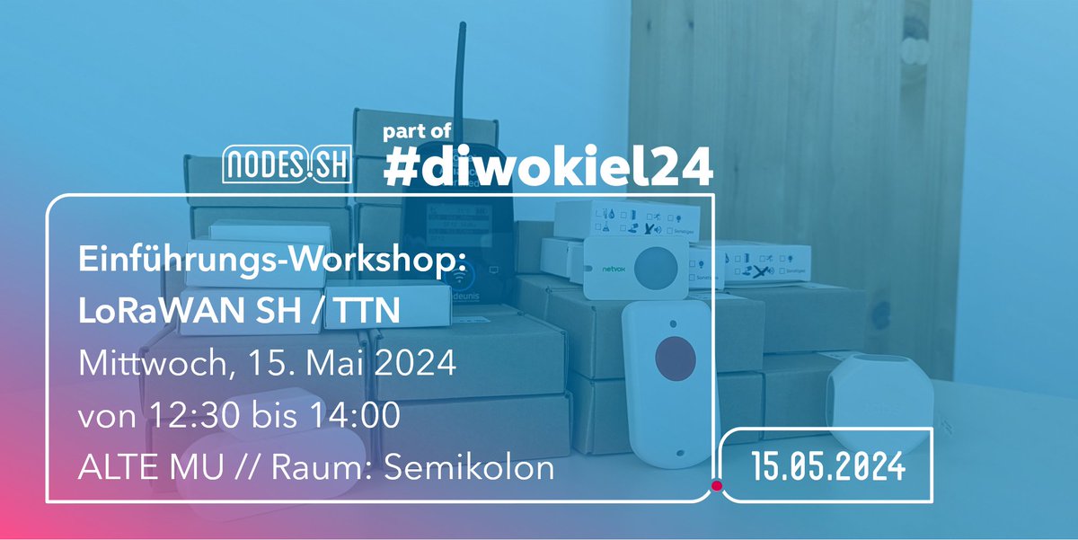 Starte Dein #LoRaWAN Projekt in Schleswig-Holstein! 📅 15. Mai 2024, 12:30-14:00, ALTE MU, Raum: Semikolon. 

Für Beginner: lerne die Basics und wie du Sensoren in TTN einrichtest. Plätze limitiert auf 30! Jetzt anmelden: eveeno.com/972226635 🚀 #Workshop #TTN #IoT  #LoRaWAN