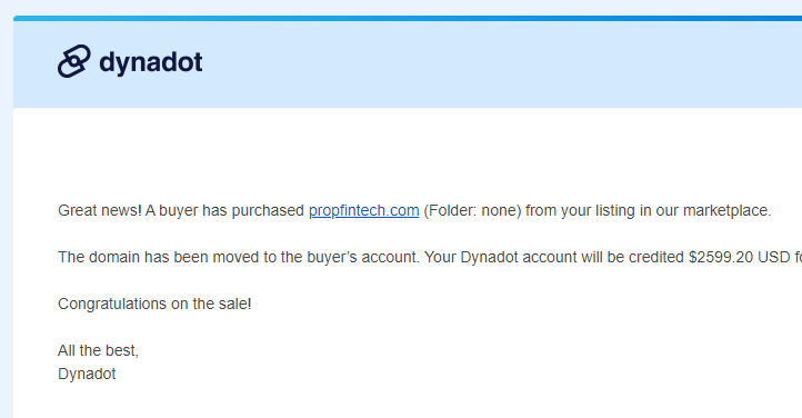 Pleased to get my first @Dynadot marketplace sale after only being on there a month or two 🥳 The name wasn't pointed there, it was at Dan. 10% commission 💪