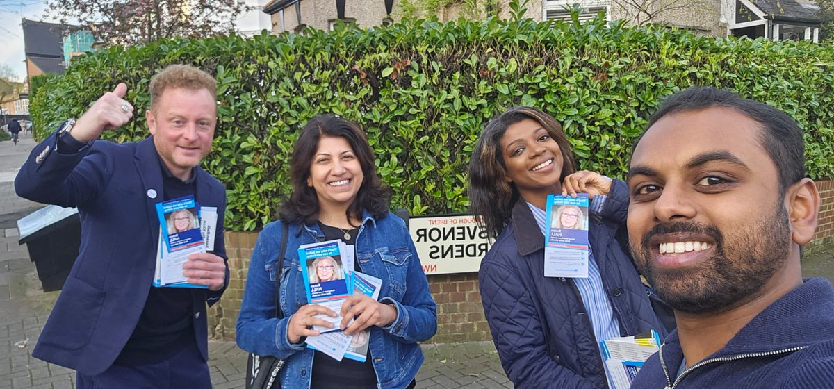 JamilaRGB's tweet photo. A great couple of days out in Brent East campaigning for a fresh start for London. Residents are still unimpressed with Sadiq Khan, despite him acquiring a pseudo Martin! 🐶 #voteconservative #2ndmay #walk2win https://t.co/XDGzqHA8VQ