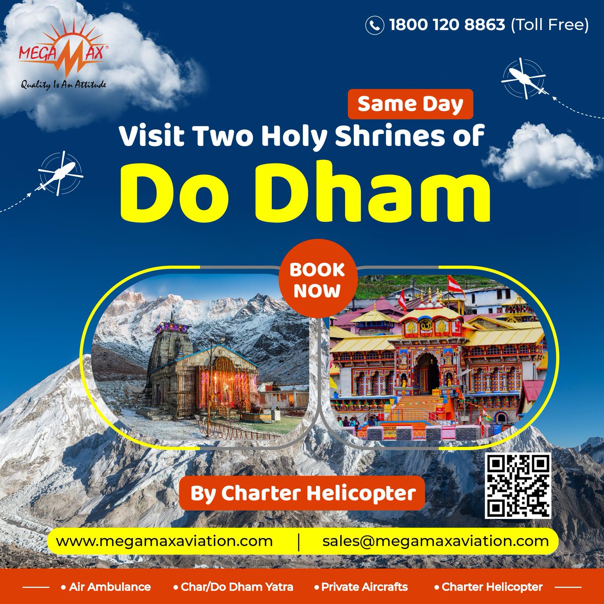 MegamaxAviation's tweet photo. We make it easy.
DM us to know complete details about the Dham travel package.
Know more- https://t.co/AAZcMYzH8I
#aviationservices #megamaxaviation #dodham #chardham #charterhelicopter #helicopterservices #dodhambyhelicopter #chardhambyhelicopter https://t.co/DdkhrFAZFT