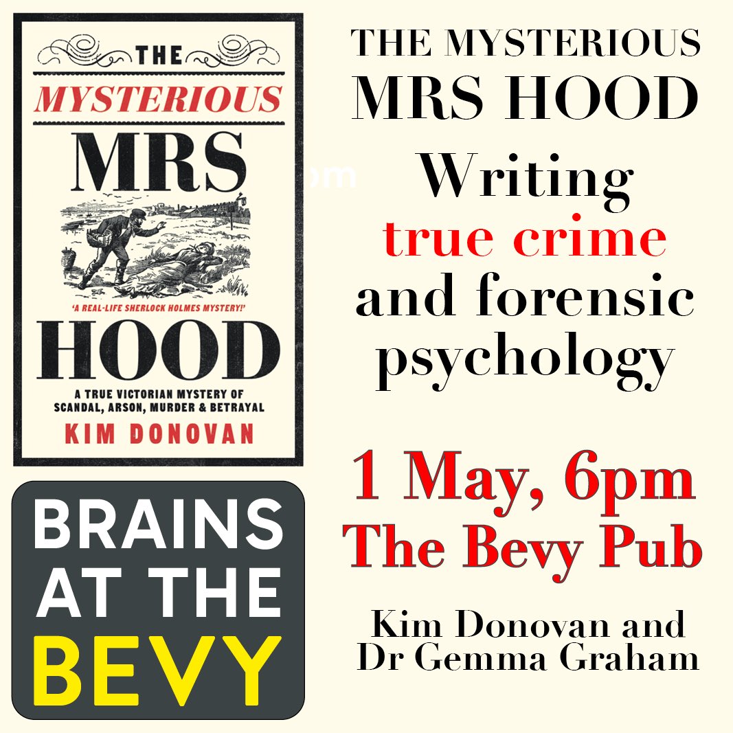 Lovely to talk to @sarahjgorrell on @BBCSussex this morning about true crime, family history, The Mysterious Mrs Hood and the upcoming Brains at the Bevy session. Many thanks for having me! @uniofbrighton @thebevy