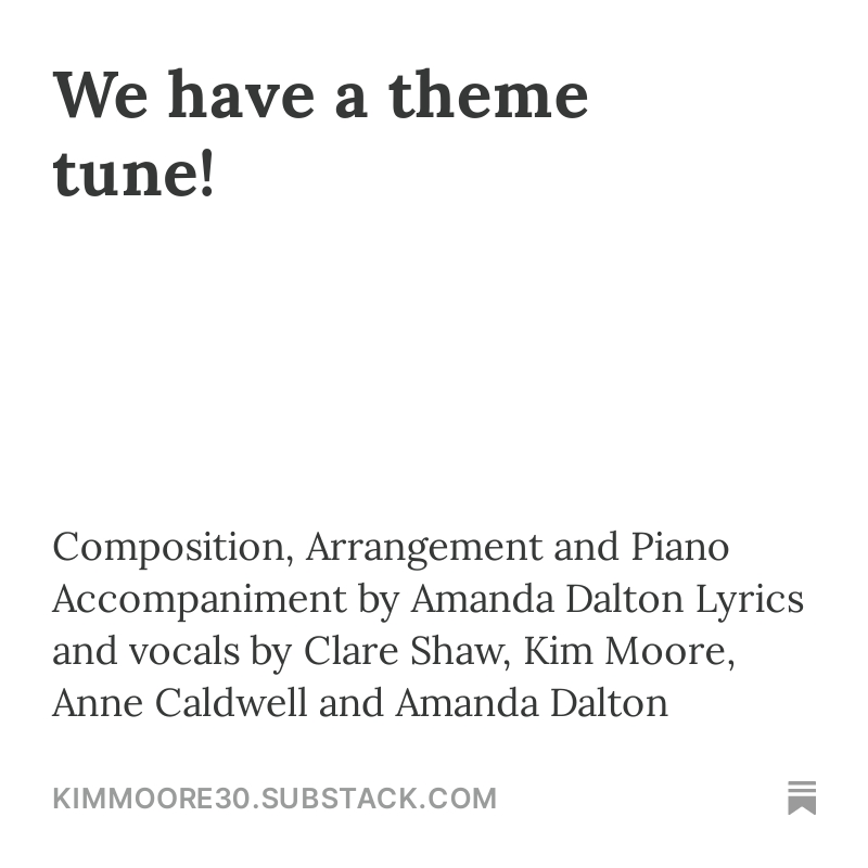 We have a theme tune for our substack Shaw and Moore! Featuring the musical talents of @uncletilly and vocals and lyrics by myself, @ShareClaw and Anne Caldwell kimmoore30.substack.com/p/we-have-a-th…