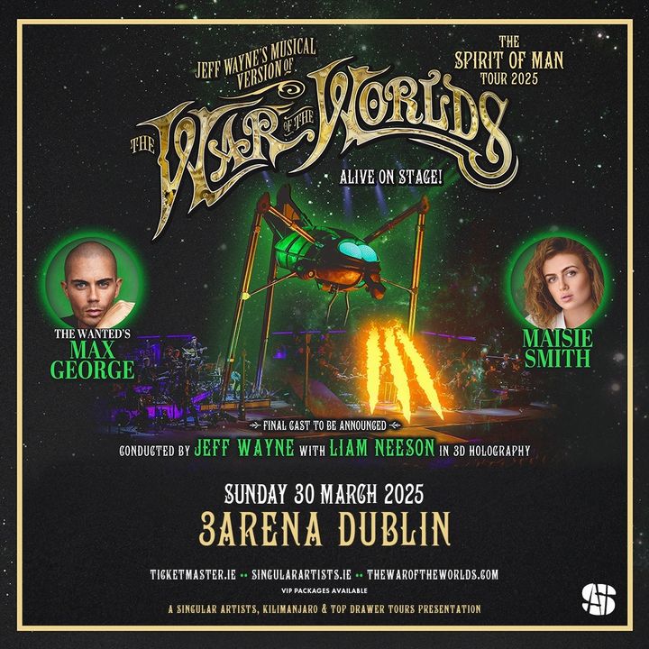 ✨ Special Guests ✨ @maisie_smith_, and The Wanted's @MaxGeorge have been announced as the leads for Jeff Wayne's War of The Worlds at #3Arena Sunday, 30 March 2025. 🎟️ Tickets: bit.ly/3UhgKVH