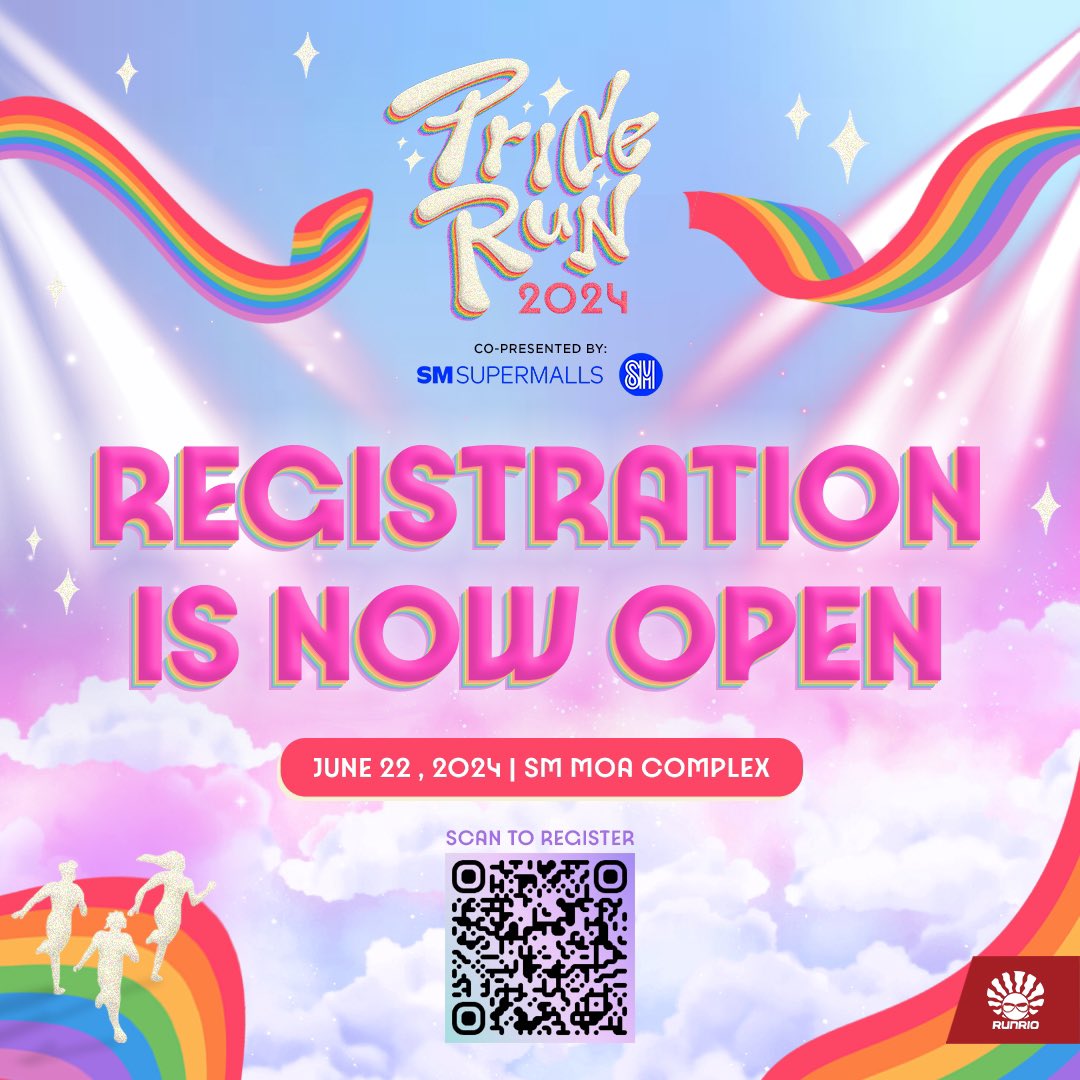 ❤️🏳️‍🌈RUN WITH LOVE, RUN WITH PRIDE!🏳️‍⚧️❤️ Registration for the RUNRIO Pride Run 2024 is officially open! Join us on June 22 at the @TheMallofAsia Complex as we run and dance for a brighter and more colorful tomorrow. 🌈🌤️ #RUNRIOPrideRun #LoveIsLove