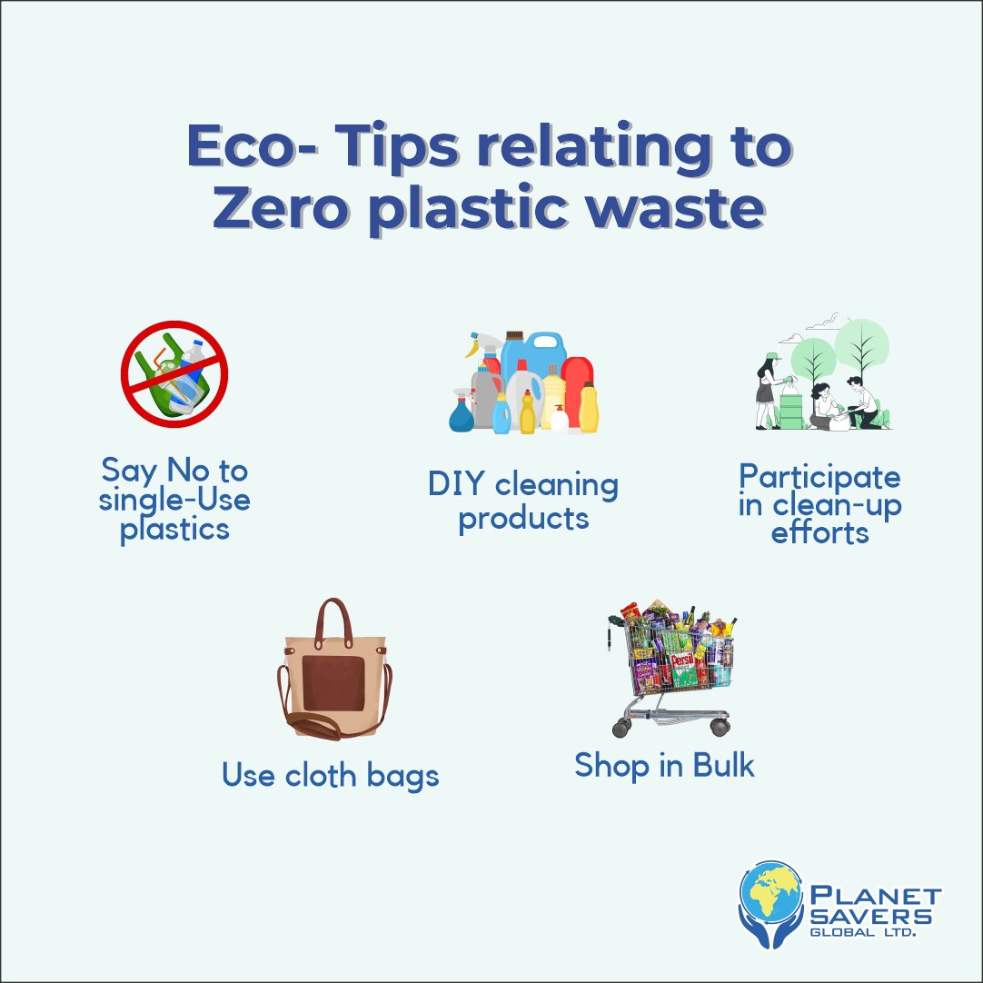 our world, little adjustments can have a significant effect. Using these Eco-tips suggestions can help you lessen your plastic footprint.

Try them out and become a planet saver yourself.

#psglobal 
#ecoconscious 
#sustainabilitymatters 
#zerowastelifestyle 
#plasticreduction