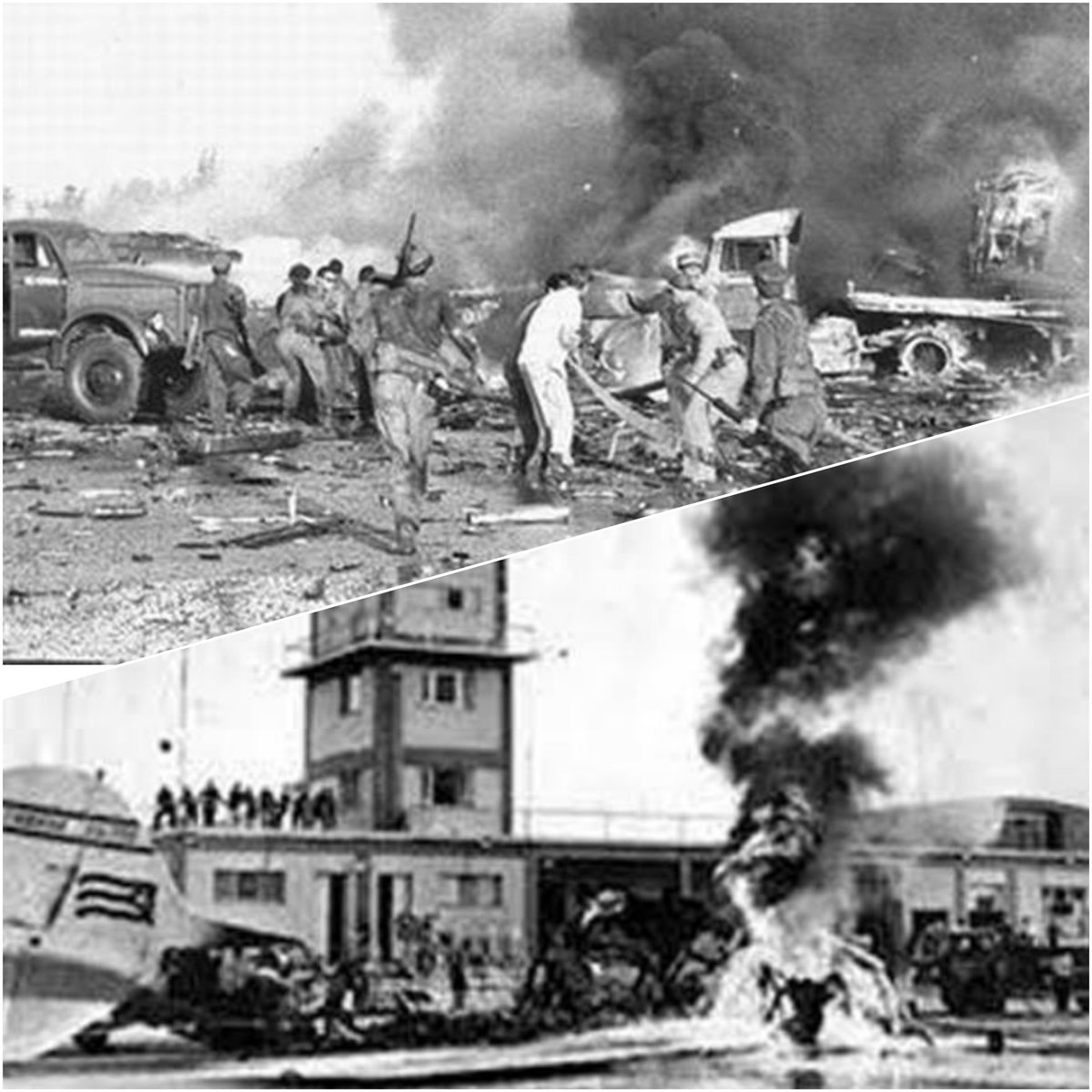 #InderGuisa. La invasión mercenaria a Cuba tuvo antecedente inmediato en el
amanecer del 15/4/1961. Aviones camuflados con insignias de la Fuerza Aérea Revolucionaria atacaron varios aeropuertos. El pueblo respondió en apego a su estirpe. 
#CubaViveEnSuHistoria