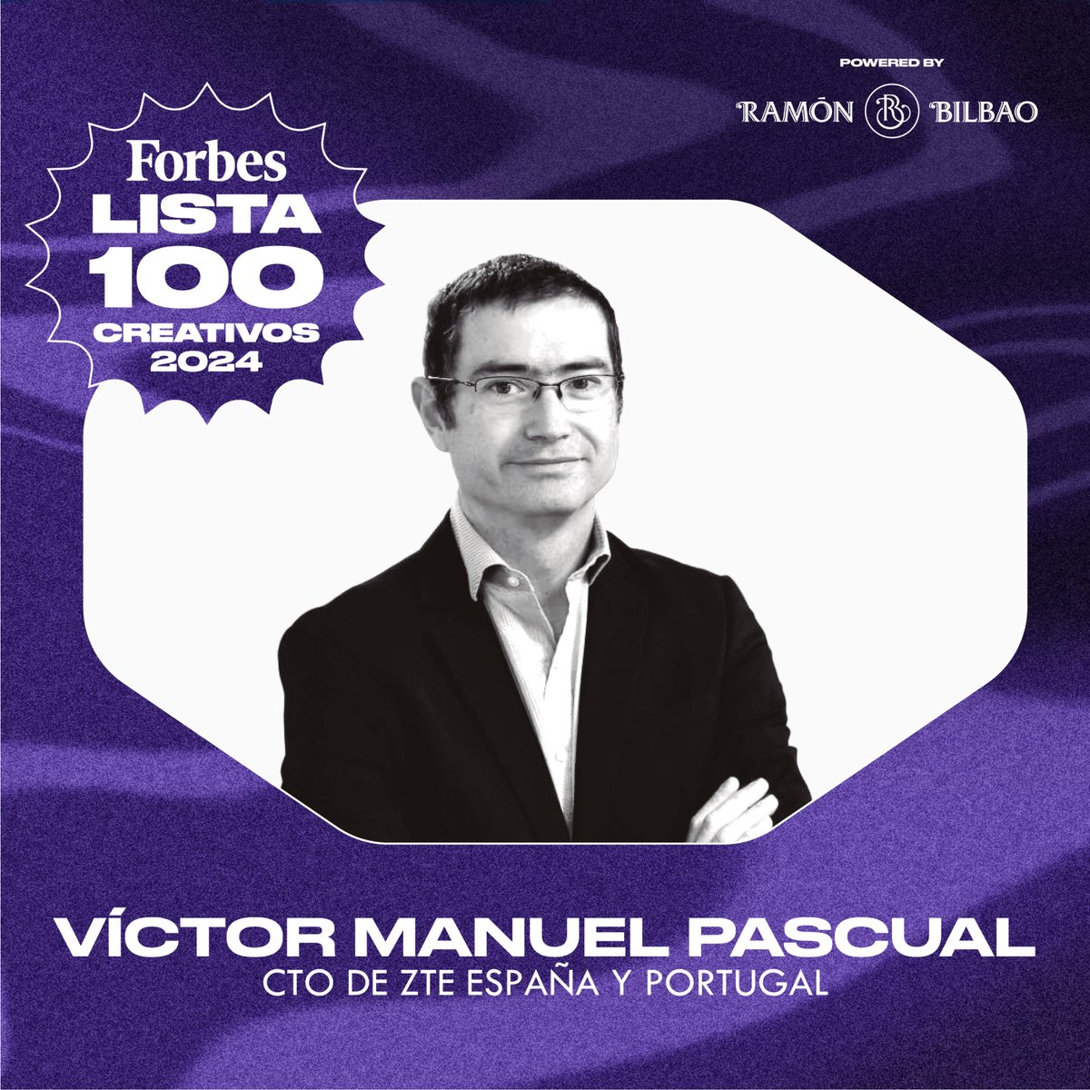 ZTE_es's tweet photo. Empezamos la semana felices porque... ¡nuestro Director de Tecnología, Victor Manuel Pascual, entra en la lista @Forbes_es de los 100 creativos de 2024! 👏👏
En el camino de ZTE hacia un mundo más #zimplicity, la brújula la lleva él. 😉 https://t.co/taEbDilx5W