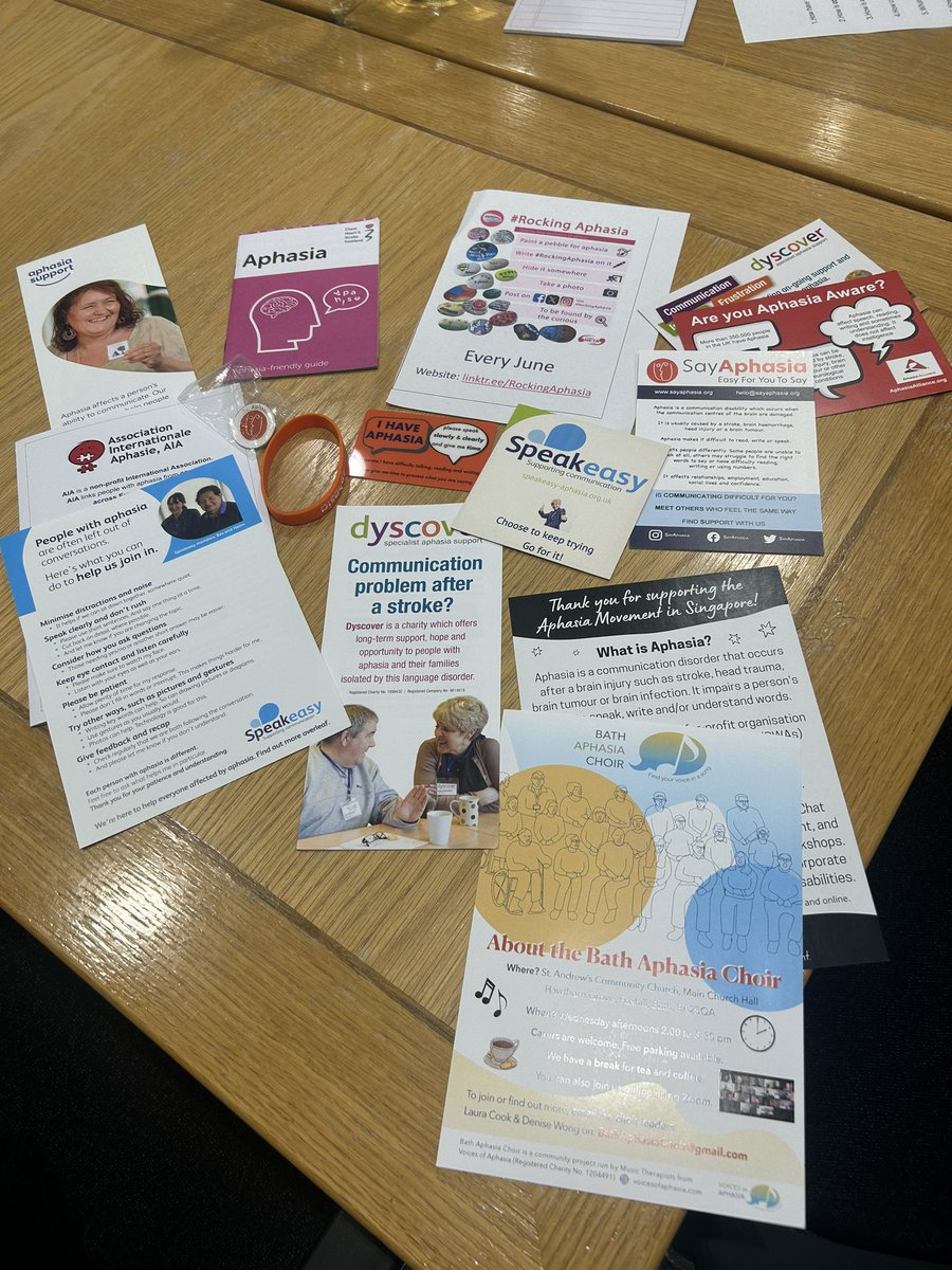 So many great handouts collected from #aphasia organisations at the Coventry conference for people with aphasia. All available here at the conference only. So valuable for people with aphasia and their families.