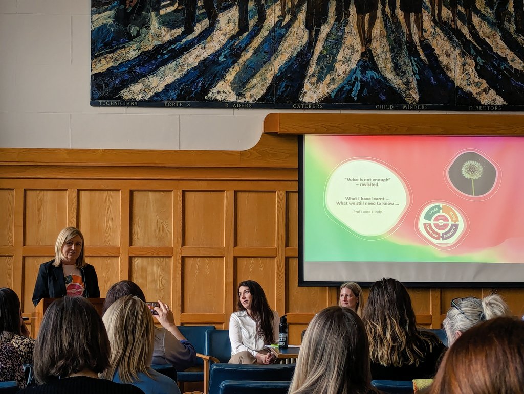 RCPCH_and_Us's tweet photo. Keynote @ProfLauraLundy is sharing why the #LeadingLundy network is so unique as a space to develop & grow voice with impact. Being centred in the UNCRC and using a rights based approach when using the #LundyModel is key. https://t.co/QtJiTta4Gy