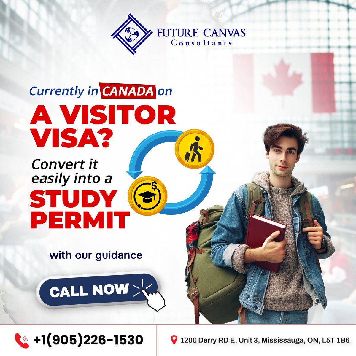 Convert your Visitor Visa to a Study Permit with our expert guidance.✈📚 
Contact us to apply!⤵ 

☎ +1(905)-226-1530
futurecanvasconsultants.com
.
.
.
#FutureCanvas #CanadianImmigration 
#VisitorVisaToStudyPermit #VisitorVisa #StudyVisa