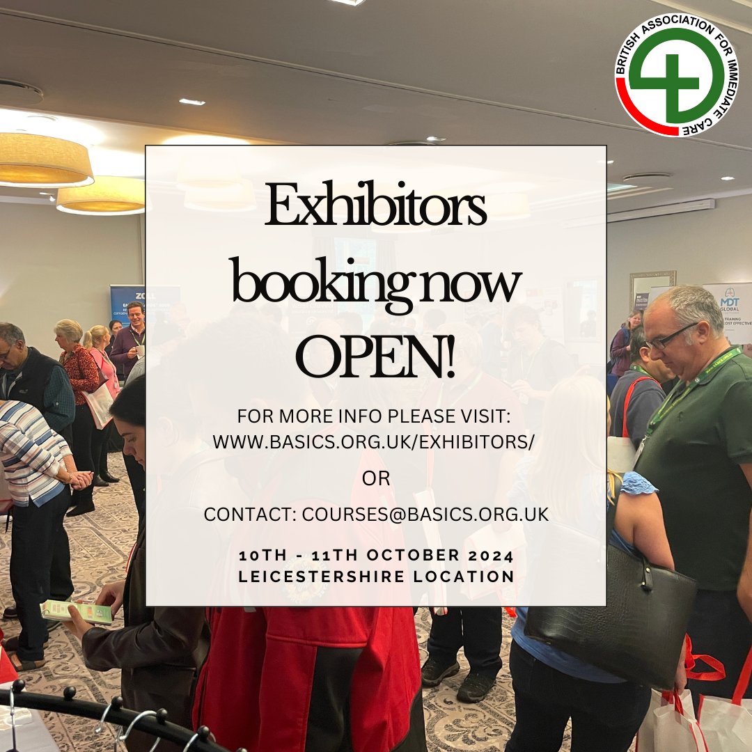 Did you know that we are now taking bookings for exhibitors at The Pre-Hospital Care Conference? We have a range of exhibitor and sponsorship packages available - basics.org.uk/exhibitors/ #BASICS_HQ #medicalconference #PHEM #Exhibit #medicalinnovation #medicalsupplies #eventmedic
