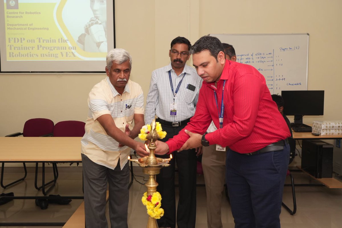 Center for Robotics Research and Department of Mechanical Engineering at NMIT, Banaglore inaugurated the FDP on Train the Trainer Program on Robotics using VEX on 15th April 2024.
#FDP #mechanicalengineering #Robotics #RoboticsResearch #Nitte #nmit #NMITBangalore #Engineering