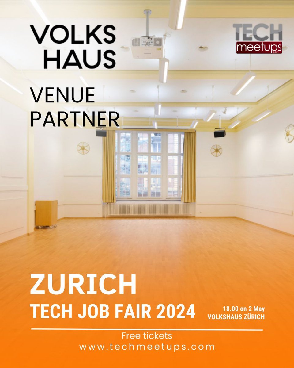 🎉 Our Venue Partner for the #Zurich Tech #JobFair - VOLKSHAUS ZÜRICH!
This venue is the perfect place for innovation. Whether you're a #techrecruiter, #startup, #jobseeker, or just looking to #network, you won't want to miss this. 

🌟 FREE TICKETS: buff.ly/3T3hD3P