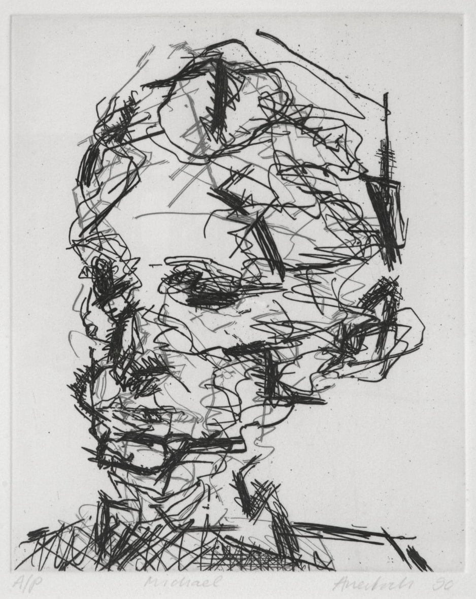 Experience the Ben Uri collection from the comfort of your home. Take a look at our 3D Exhibition: Frank Auerbach. ➡️ bit.ly/470PNJf Frank Auerbach, Michael, 1990. #benuri #virtualmuseum #identity #migration #jewishart #immigrantart #arteducation