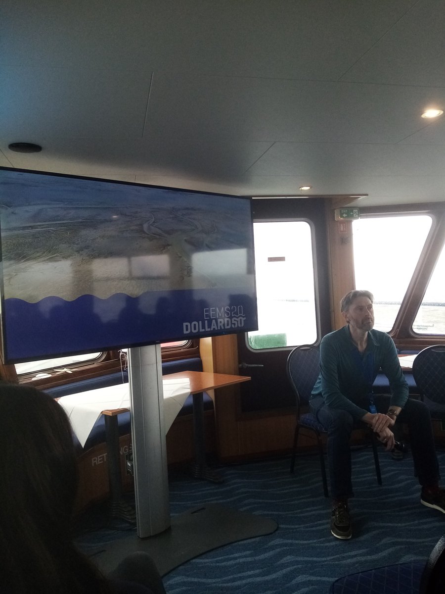 Ems Dollard 2050 presentation @RESTCOAST_H2020 @WaterLANDS_EU on a boat trip on the estuary.