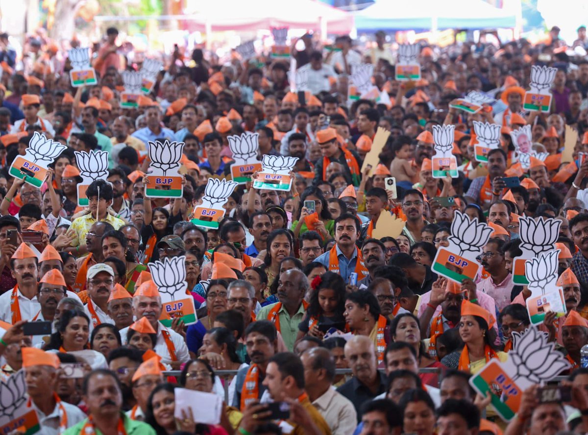 PM Shri @narendramodi Ji's electrifying speech has ignited a surge of energy not just among the karyakartas in Attingal, but resonating across Kerala! His words of inspiration have fueled our determination, empowering us to amplify our election campaign. @bjp4Keralam is resolute…