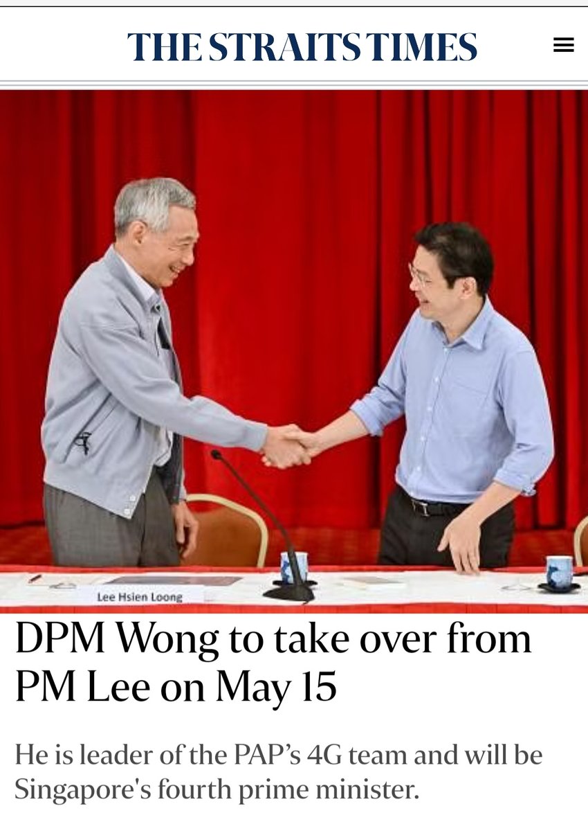 Wah mulus ya?
Tanggal 15 may 2024 Singapore akan punya PM baru.